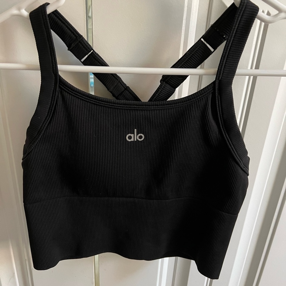 Alo Yoga Ribbed Favorite Seamless Bra Tank Black Size Small